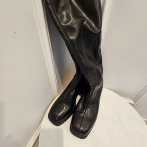 Black Leather Knee-High Boots